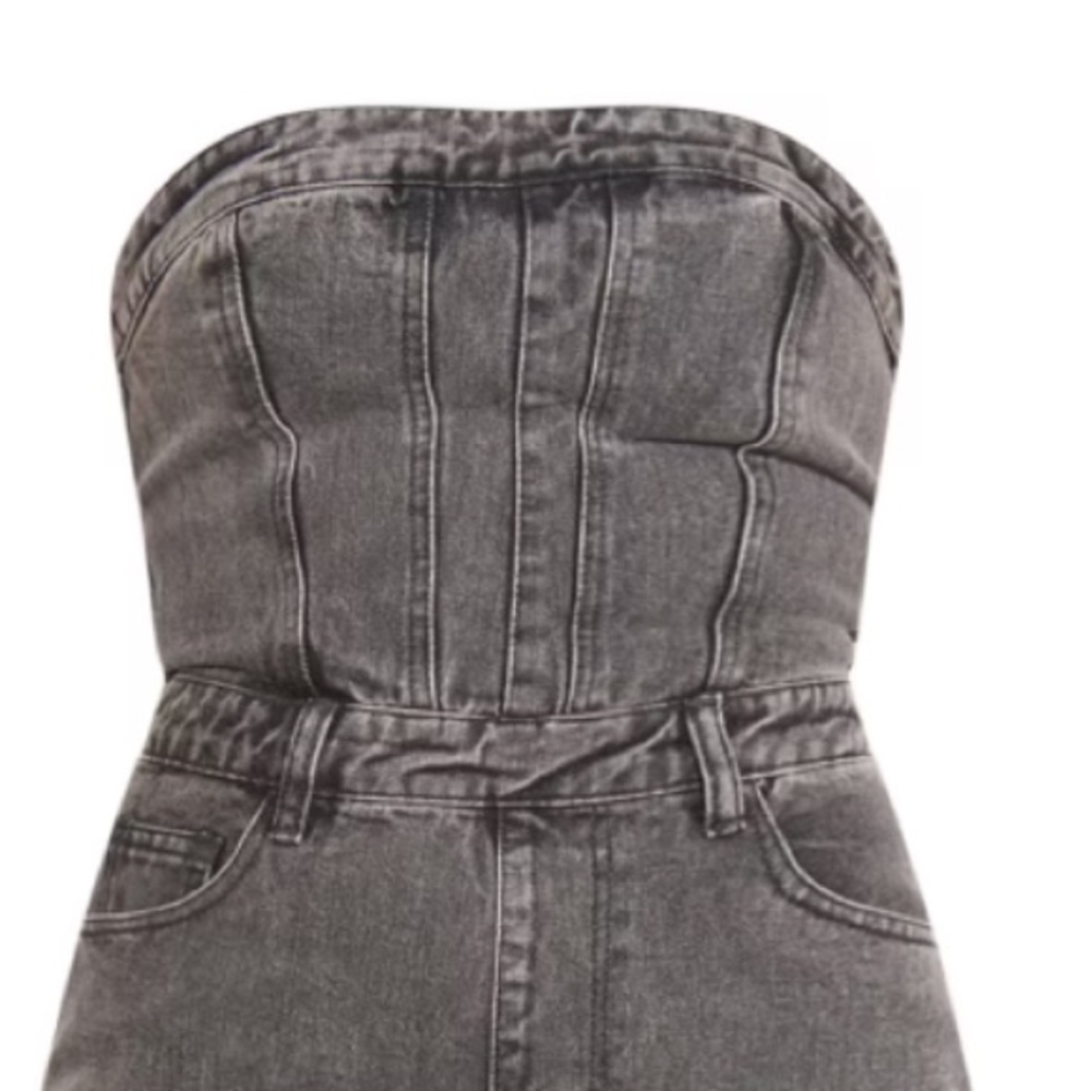 Pretty Little Thing Bandeau Denim Jumpsuit - Picture 8 of 14